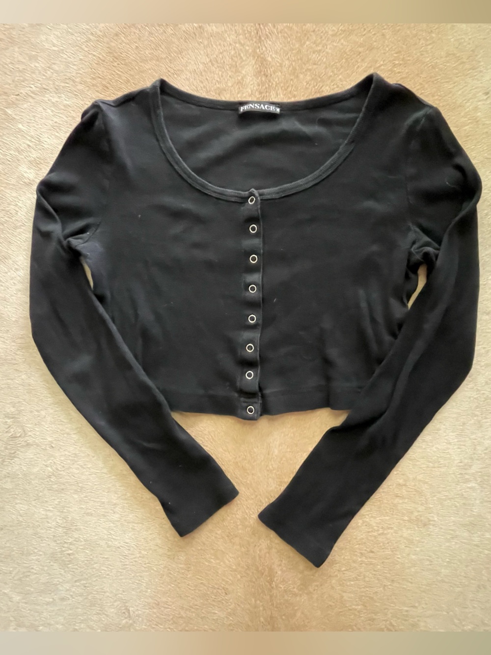 Cropped Long Sleeve Button Up Top